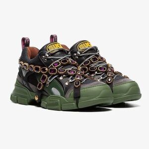 Gucci Flashtrek Crystal Sneakers in Green Size 39 (US 9)